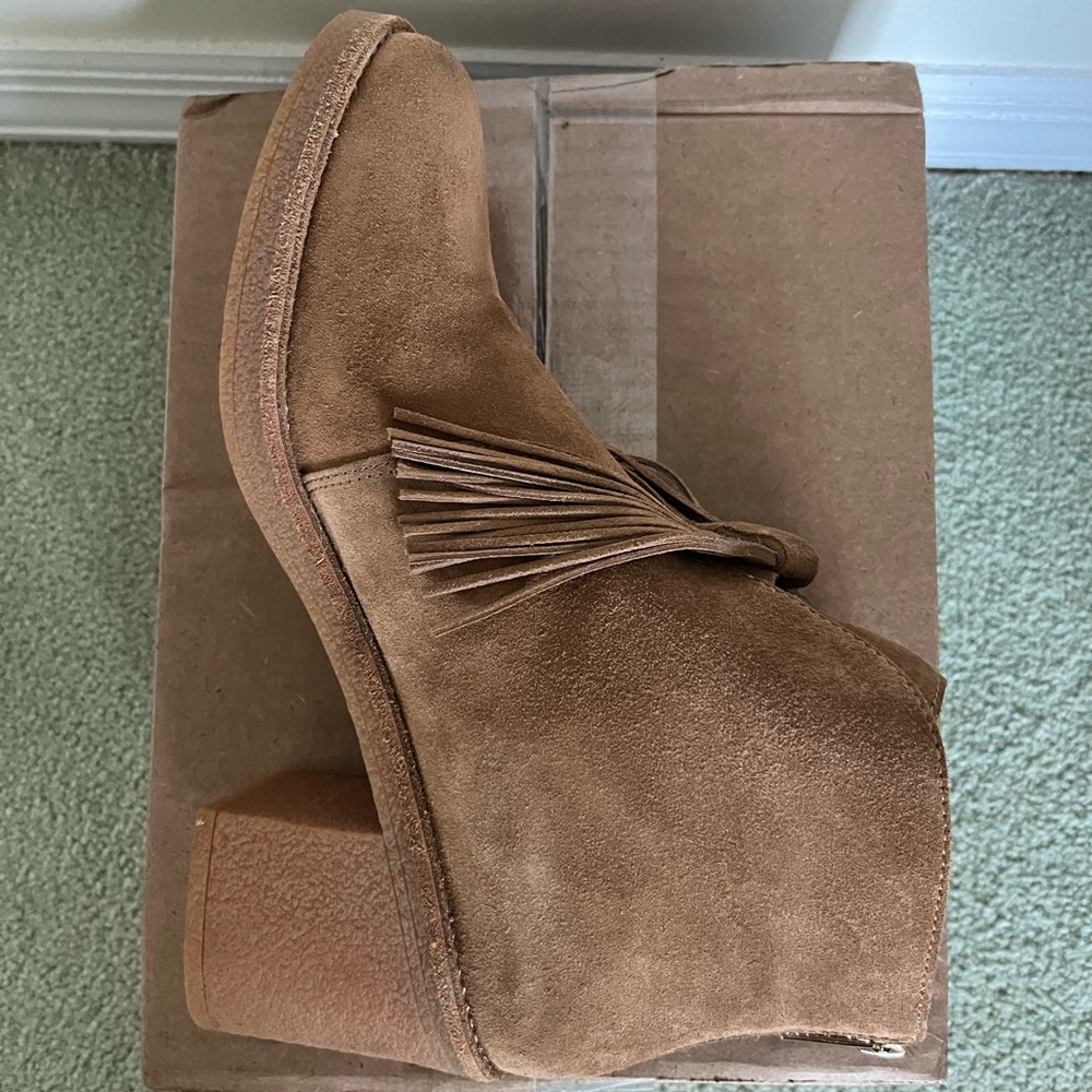 UGG Reeza Fringe Ankle Boots 1018642 Chestnut Suede Size 10 EUC - Picture 7 of 9